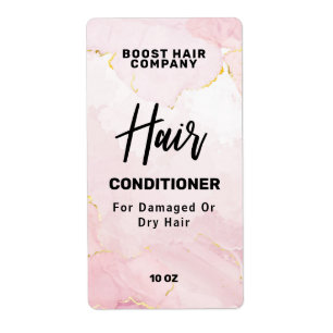 Étiquettes de shampooing rose en encre luxuriante