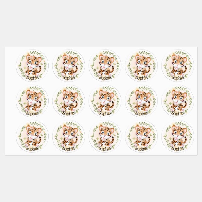 Étiquettes de Tigers mignons (Feuille)