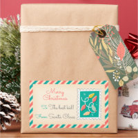 Étiquettes de timbres postés de Noël rétro - Color