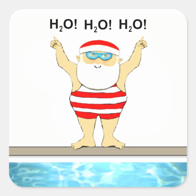 Étiquettes de vacances de Noël de natation (Devant)