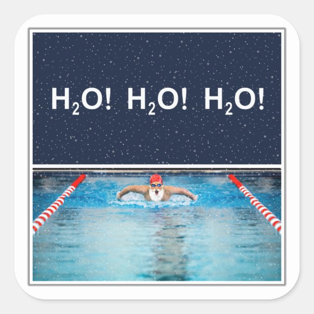 Étiquettes de vacances de Noël de natation (Devant)
