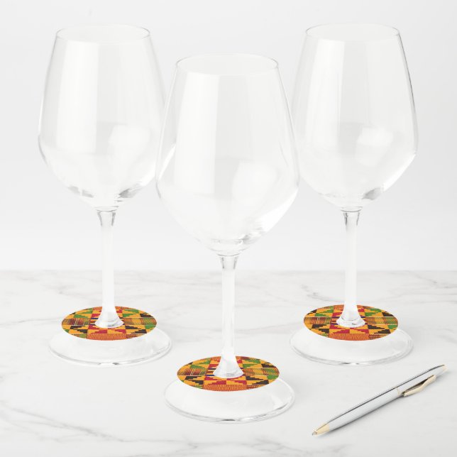 Étiquettes de verre à vin à impression africaine (Lot)