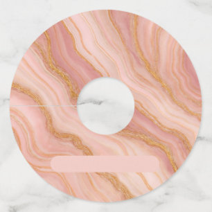 Étiquettes de verre à vin à impression marbre rose