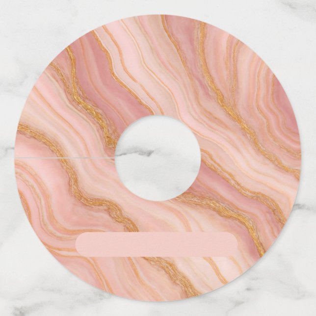 Étiquettes de verre à vin à impression marbre rose (Devant)