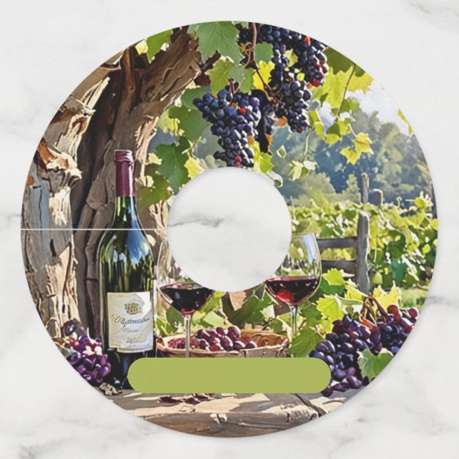 Étiquettes de verre à vin avec impression de vigno (Devant)