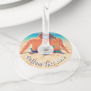 Étiquettes de verre à vin avec photo et texte pers