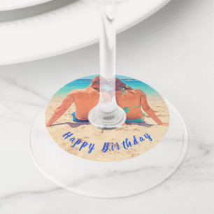 Étiquettes de verre à vin d'anniversaire - Télécha