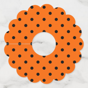 Étiquettes de verre à vin en papier orange/noir à 