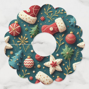 Étiquettes de verre de vin de Noël