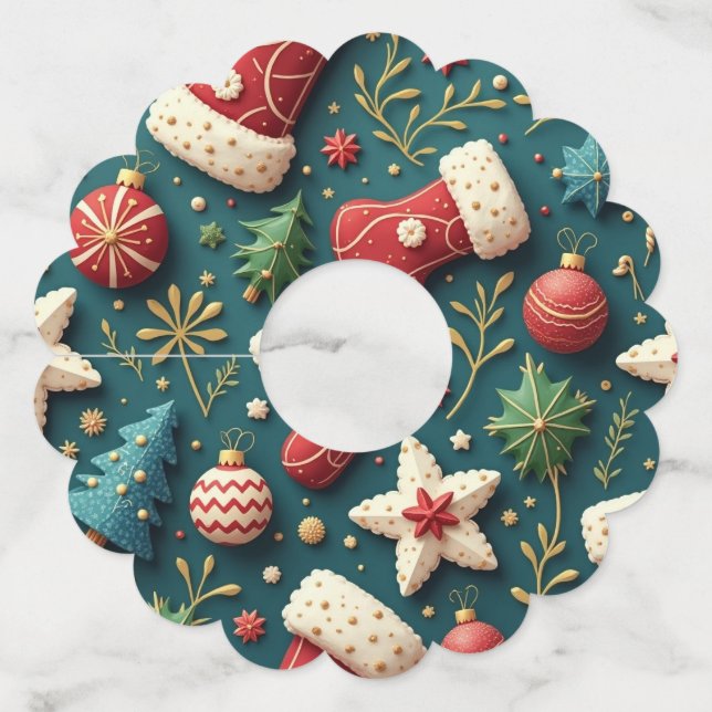 Étiquettes de verre de vin de Noël (Dos)