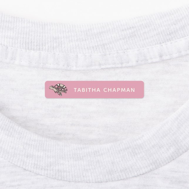 Étiquettes de vêtements de tortue de mer rose (Apposé)