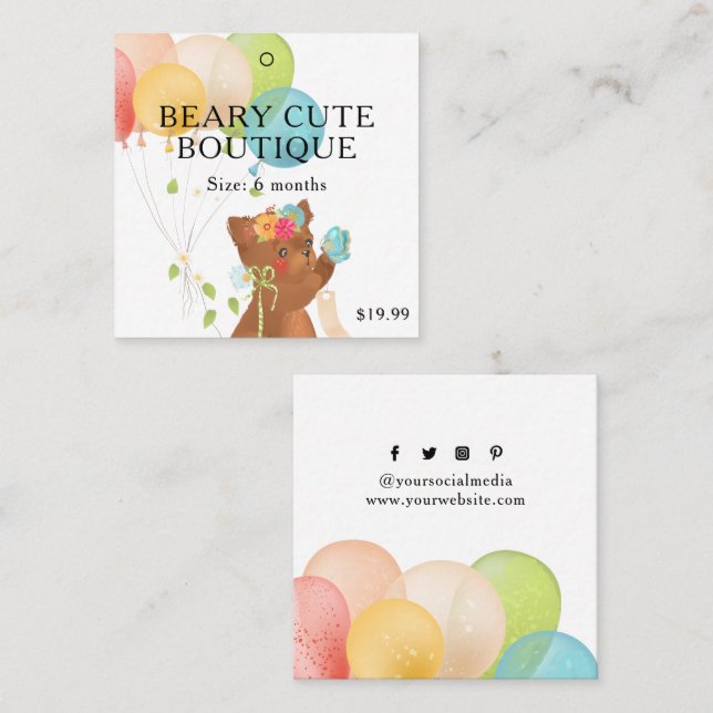 Étiquettes de vêtements Petite entreprise Cute béb (Devant / Derrière)