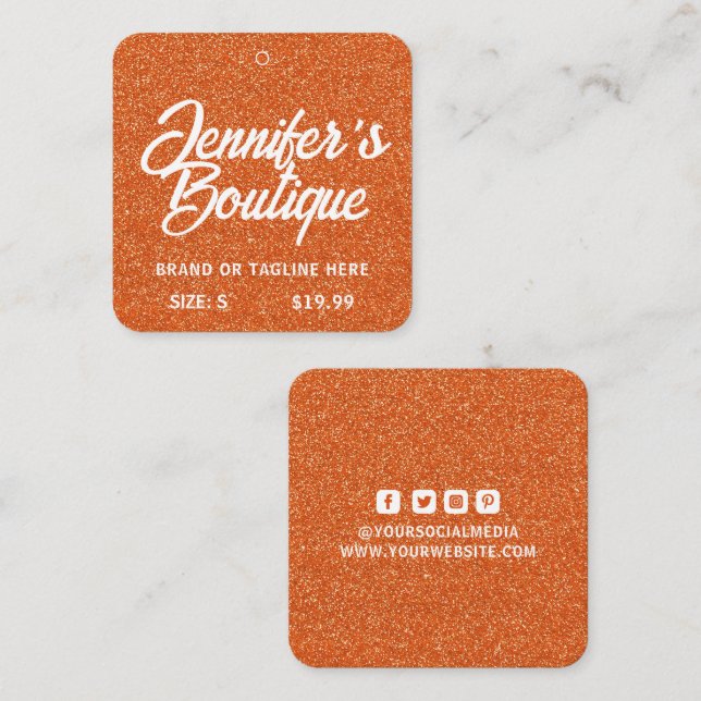 Étiquettes de vêtements Petite entreprise Orange P (Devant / Derrière)