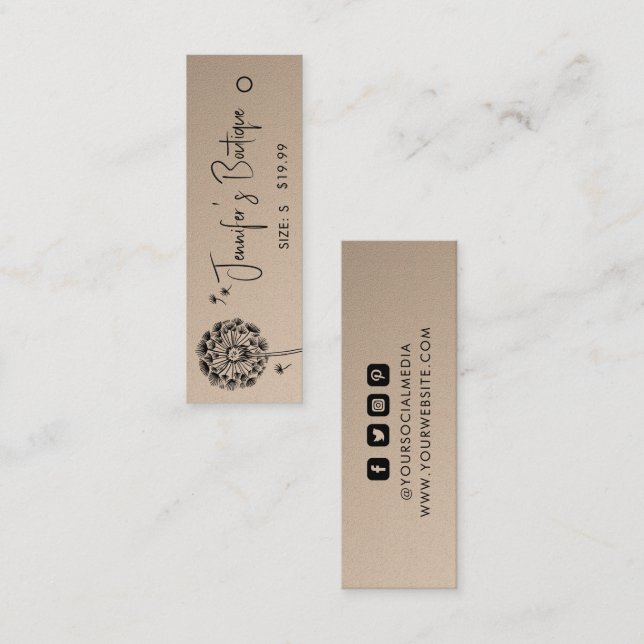 Étiquettes de vêtements Petite entreprise Prix Flo (Devant / Derrière)