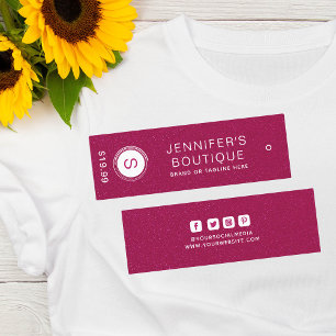 Étiquettes de vêtements Petite entreprise Rose Bla