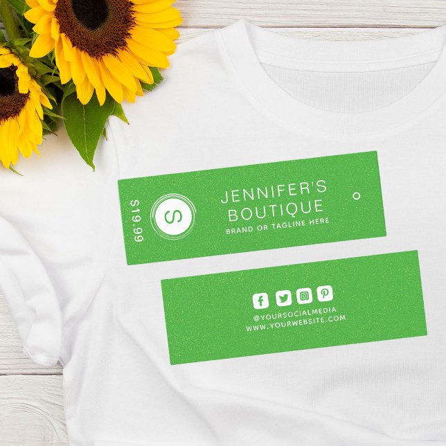 Étiquettes de vêtements Petite entreprise Vert Bla (Créateur téléchargé)