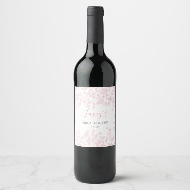 Étiquettes de vin à la chinoiserie rose (Devant)