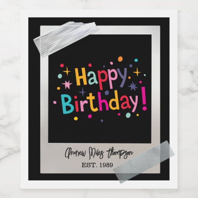 Étiquettes de vin avec confettis pour anniversaire (Étiquettes simples)