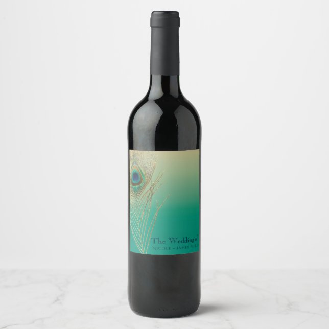 Étiquettes de vin bohèmes sarcelle et sable de plu (Devant)