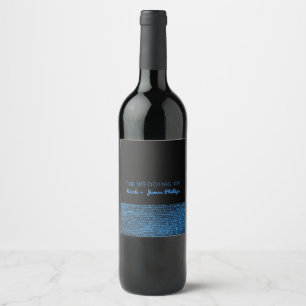 Étiquettes de vin chic à paillettes bleu et noir G