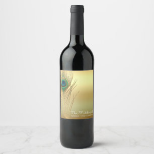 Étiquettes de vin chic boho exotiques plume de pao