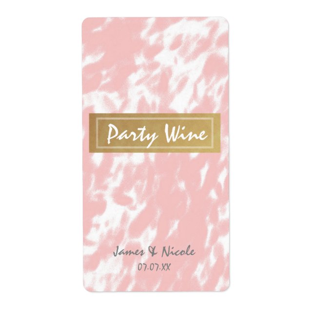 Étiquettes de vin chic rose pêche et or faux (Devant)