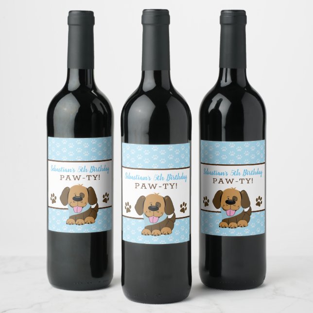 Étiquettes de vin Chien Chiot Brun (Bouteilles)