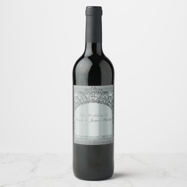 Étiquettes de vin Couronne de Tiara Argenté & Diam (Devant)