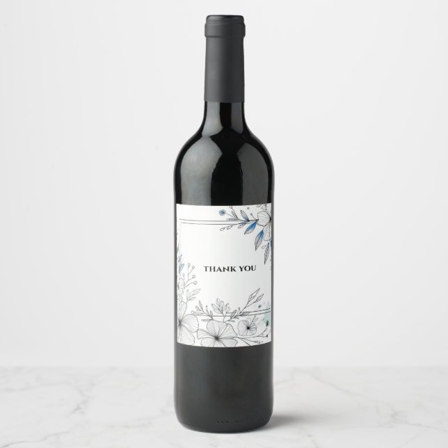étiquettes de vin de fleurs illustrées merci (Devant)