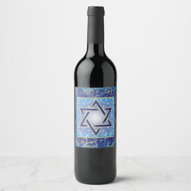 Étiquettes de vin de Hanukkah Étiquettes de boutei (Devant)