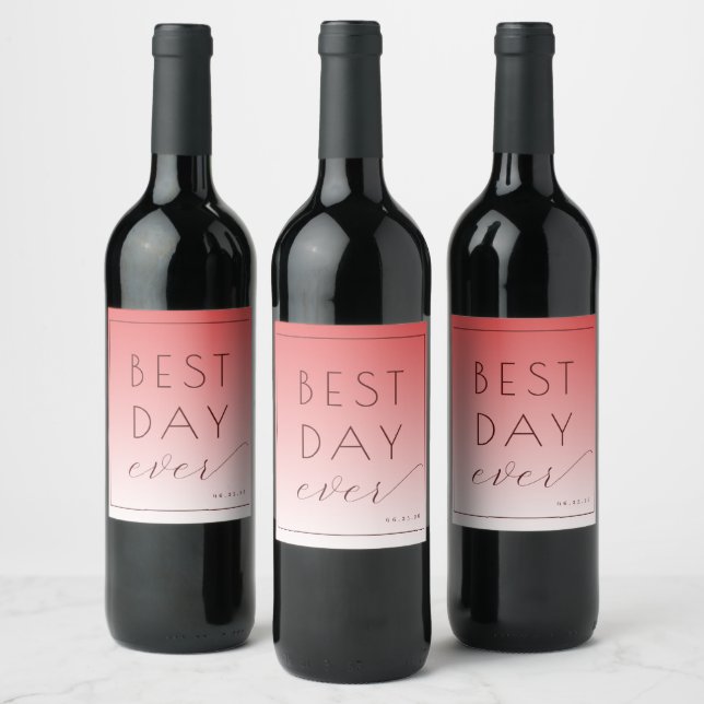 Étiquettes de vin de mariage avec dégradé rose joy (Bouteilles)