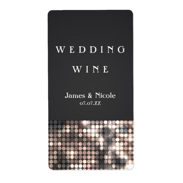Étiquettes de vin de mariage glamour paillettes se (Devant)