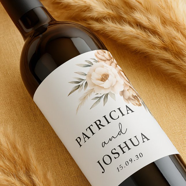 Étiquettes de vin de mariage rustique boho élégant (Créateur téléchargé)