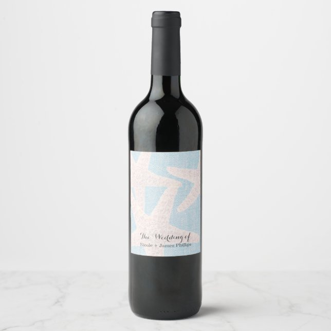 Étiquettes de vin de plage étoile de mer blanche e (Devant)