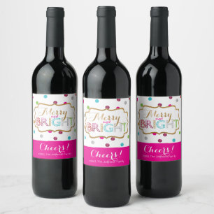 Étiquettes de vin de vacances joyeuses et lumineus