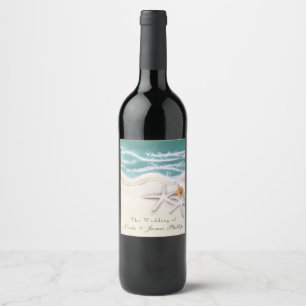 Étiquettes de vin d'eau de mer sarcelle étoile de