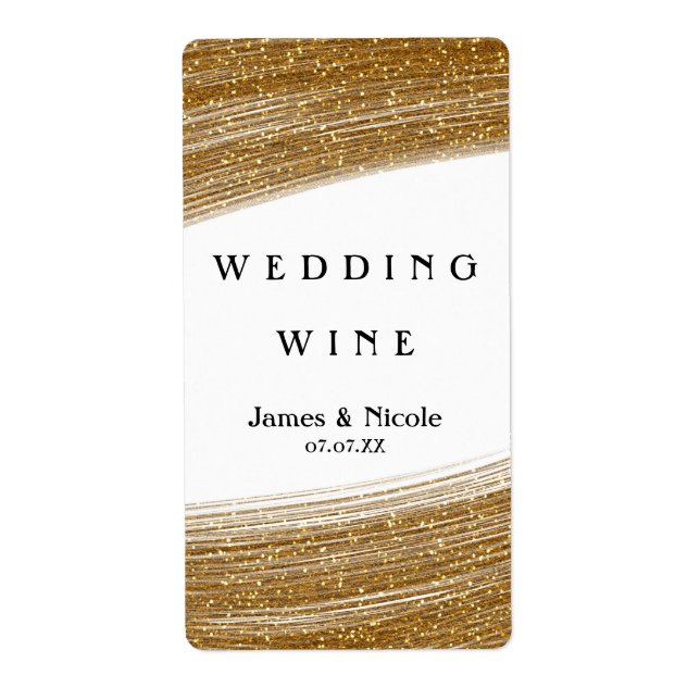 Étiquettes de vin élégantes à paillettes dorées et (Devant)