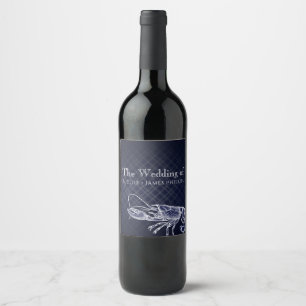 Étiquettes de vin élégantes bleu marine Vintage Lo