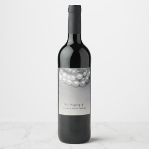 Étiquettes de vin élégantes perles noires et blanc