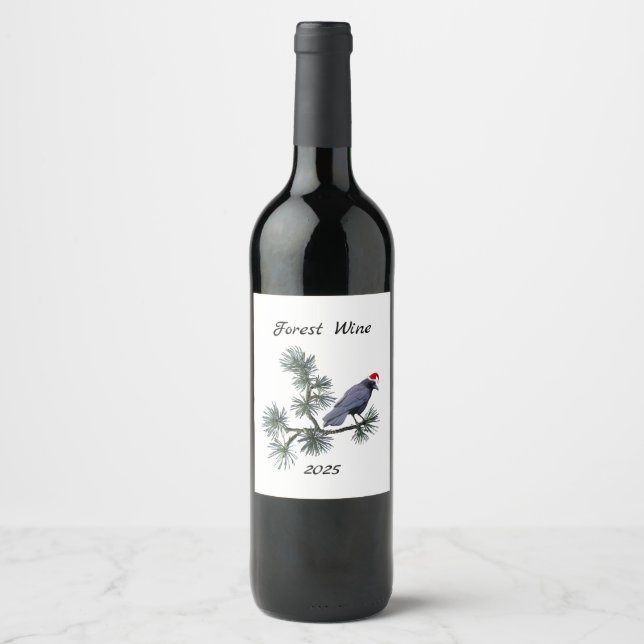 Étiquettes de vin Forest Santa Crow (Devant)