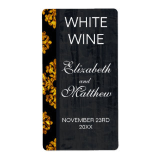 Étiquettes de vin Gold Mariage damassé