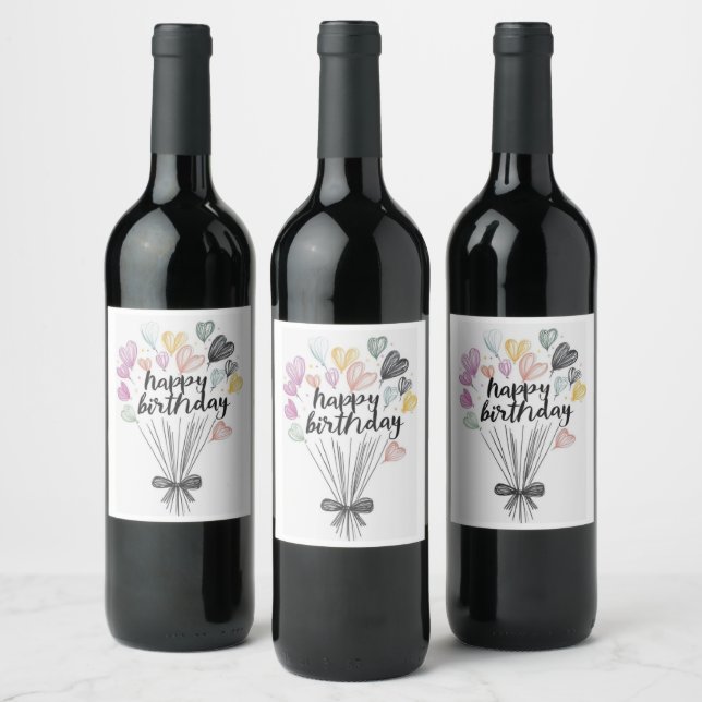 Étiquettes de vin Joyeux Anniversaire (Bouteilles)