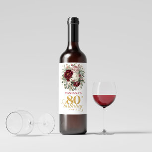 Étiquettes de vin Luxe Rouge Bourgogne pour 80e An