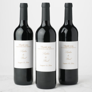 Étiquettes de vin Mariage de caractères beige blan