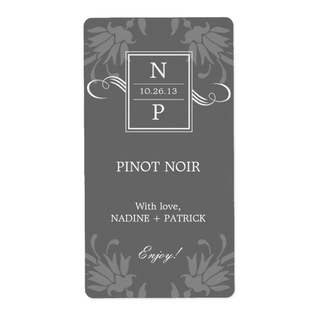 Étiquettes de vin Mariage raffinés (Devant)