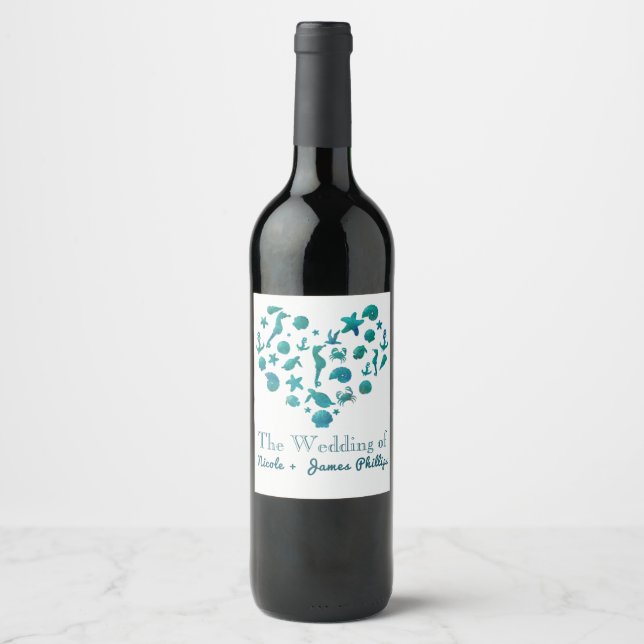 Étiquettes de vin modernes aquarelles sarcelles de (Devant)