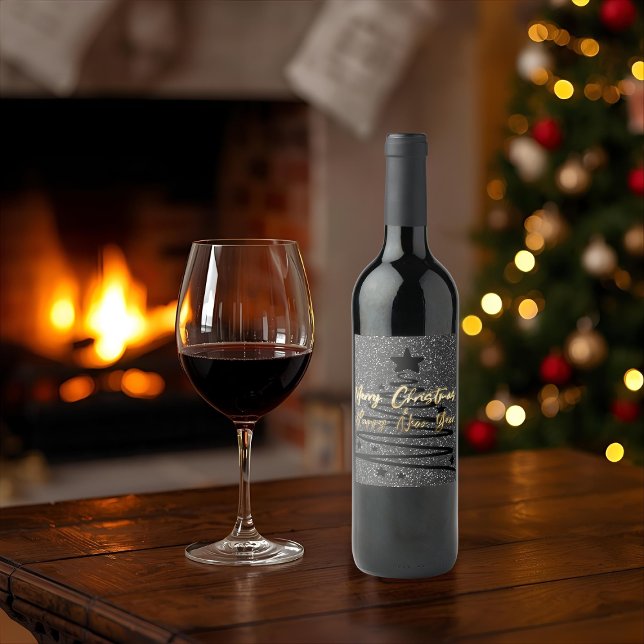 Étiquettes de vin noires scintillantes (Créateur téléchargé)