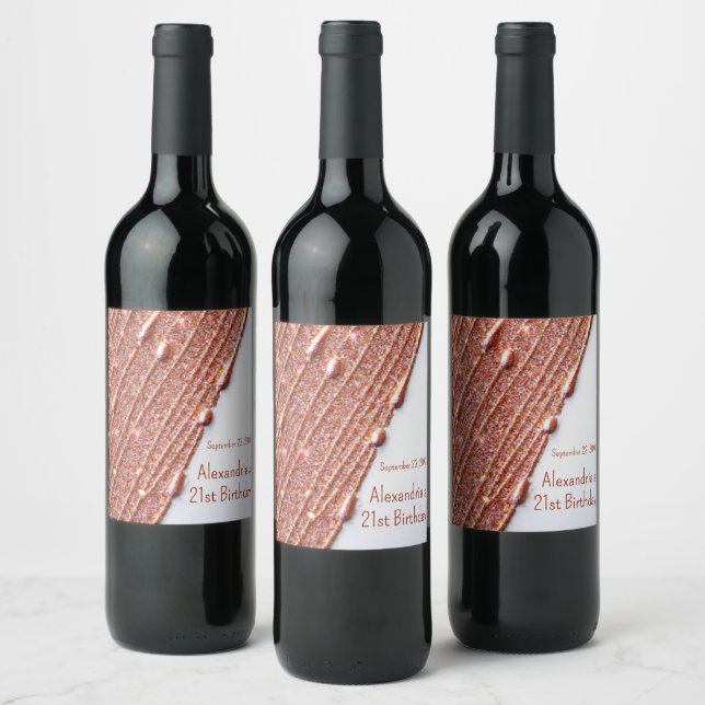 Étiquettes de vin pour 21 ans avec reflets dorés r (Bouteilles)