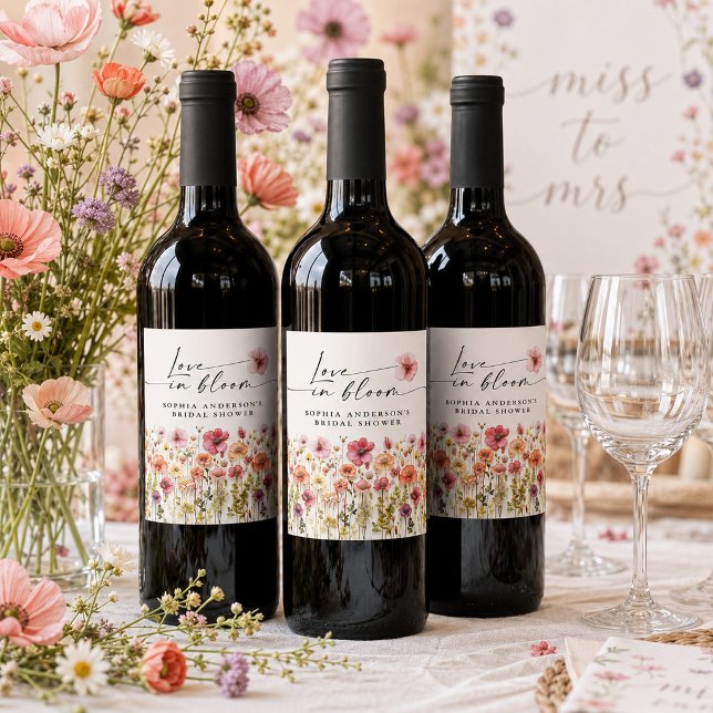 Étiquettes de vin pour la douche de mariée Love In (Créateur téléchargé)