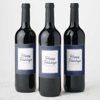 Étiquettes de vin pour les fêtes de neige bleu min